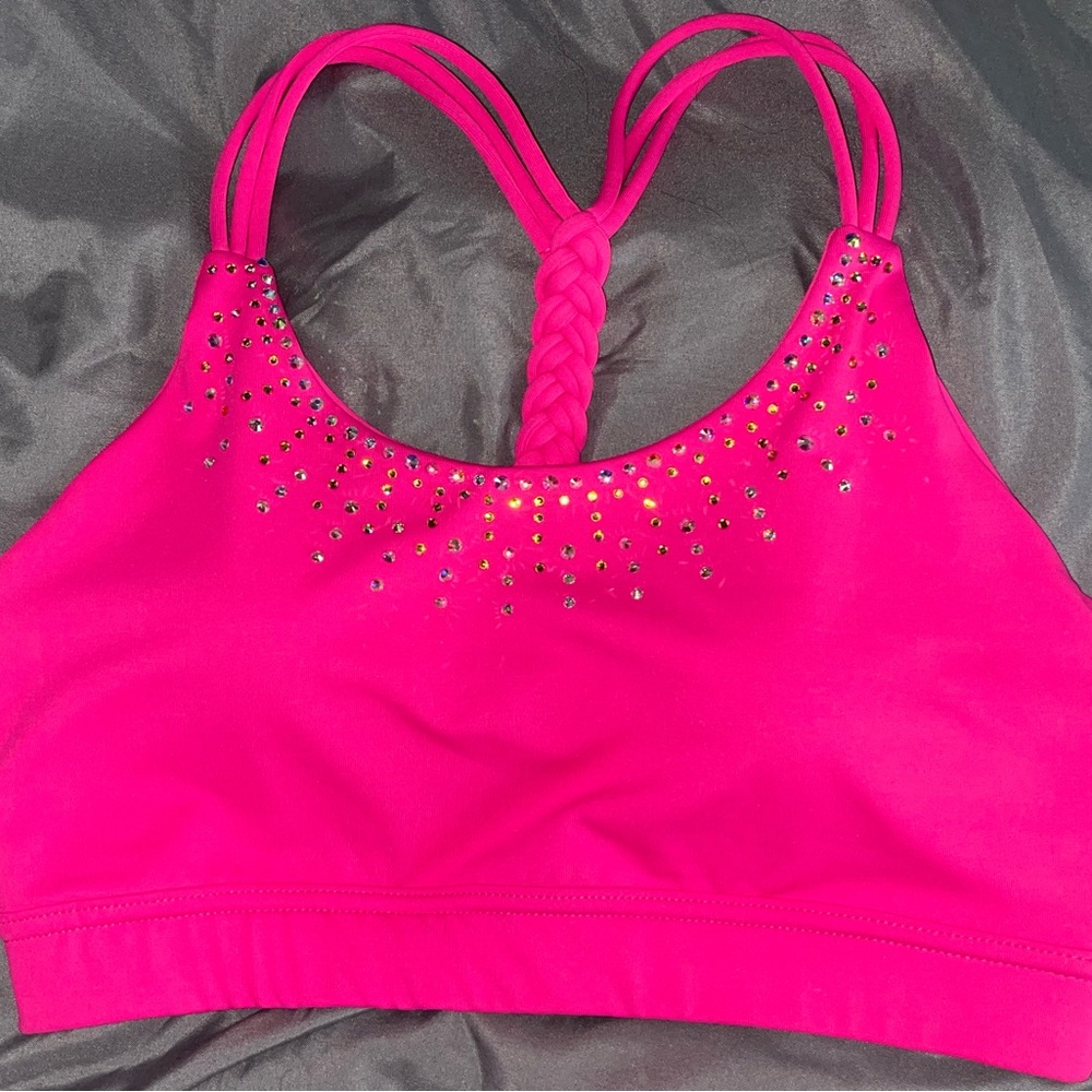 Neon Pink Rhinestoned Bra Top